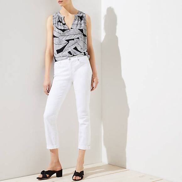 LOFT White Skinny Crop Jeans with Stretch - Picture 1 of 8